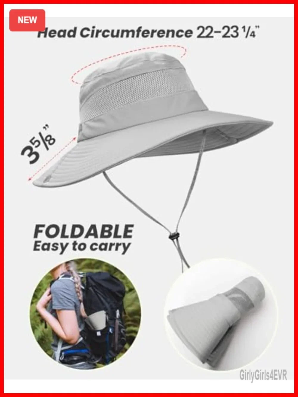 UPF 50+ Waterproof Sun Bucket Hat with Ponytail Hole
